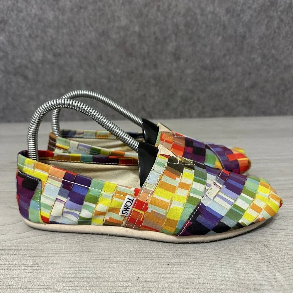 TOMS Alpargata Rainbow Pride Women's Sz 7 Multicolor‎ Geometric Slip On Flats